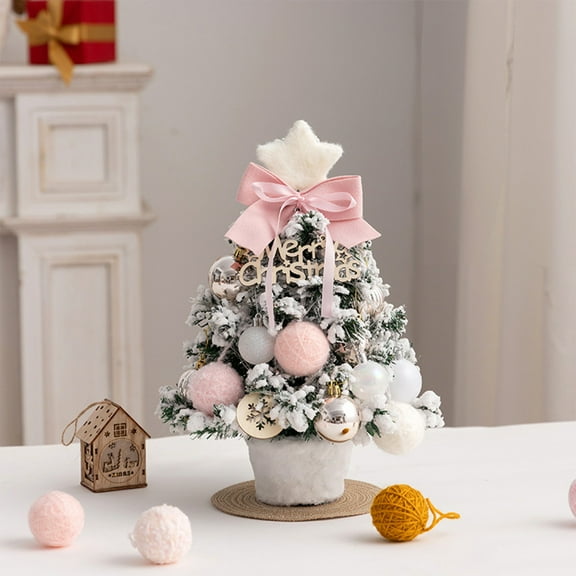 Eespoir Christmas Tabletop Decor Tree, Mini Christmas Tree Set, Christmas Decoration for Home Party Table Indoor, Pink