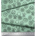 thumbnail image 3 of Soimoi Green Japan Crepe Satin Fabric Black Sketch Floral Printed Craft Fabric by the Yard 42 Inch Wide, 3 of 3