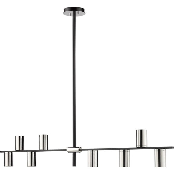 814-8L-MB-PN-Z-Lite-Calumet - 8 Light Chandelier In Architectural Style-8 Inches Tall and 5 Inches Wide-Mate Black/Polished Nickel Finish