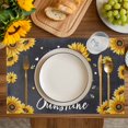 thumbnail image 4 of Black Sunflowers Placemats Set of 6, Vintage Garden Floral Bees Farmhouse Placemats for Dining Table, Place Mats for Kitchen Tabletop, Waterproof Wipeable Dining Table Mats Set, 4 of 9