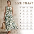 thumbnail image 5 of FOR U DESIGNS Green Leaf Print Linen-Style Couple Matching Outfits Men's Button Up Shirt and Women's Sleeveless Maxi Sundress with Pocket, 5 of 7