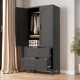 thumbnail image 2 of Jopath Metal Wardrobe Closet,71" Tall Armoire Wardrobe Cabinet 2 Drawers and Hanging Rod,Clothes Storage Organizer Cabinets for Bedroom,Office,Living Room,Black, 2 of 8
