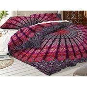 Indian Mandala Ombre Cotton Doona Duvet Cover Set Hippie Bohemian Mandala Blanket Quilt Cover Bedspread Bedding Comforter Cover with 2 Pillow Covers