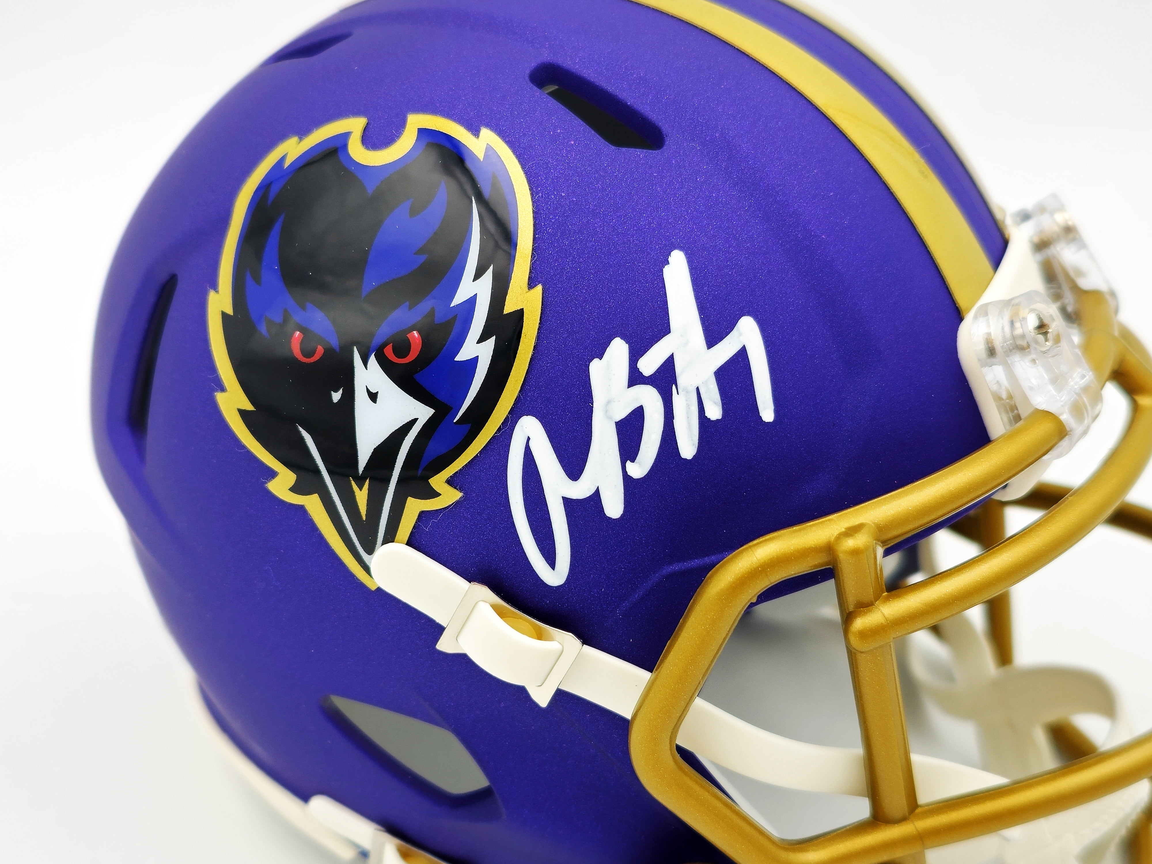 Rashod Bateman Autographed Baltimore Ravens 2024 Alternate Purple Speed Mini Helmet Beckett BAS Witness 238351