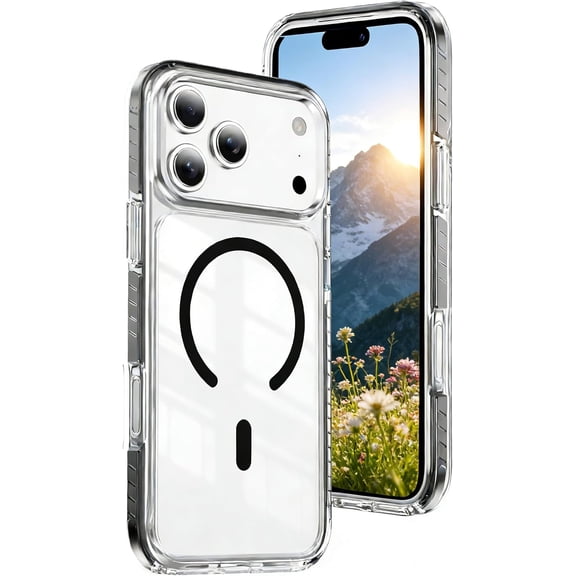 MUKO Magnetic for iPhone 17 Pro Case, [Compatible with Magsafe] [Military Grade Drop Protection] Transparent Slim Anti-Yellowing Shockproof Protective Cover for iPhone 17 Pro 6.3", Black