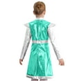 thumbnail image 2 of Aislor Kids Girls Halloween Carnival Party Role Play Outer Space Alien Costume Glossy Long Sleeve Dress Mint Green 12, 2 of 7