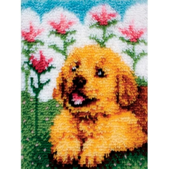 ShowNiceArt Latch Hook Rug Kits, Golden Retriever | DIY Crochet Kits Embroidery Kits Needlework Crafts for Home Decor 50 X 38 cm