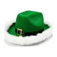 thumbnail image 5 of AWZXDE Festive Kids Hat Cowboy Hat With Santa Trim And Adjustable Belt Strap Party Celebration Stage Play Clothing Green, 5 of 6