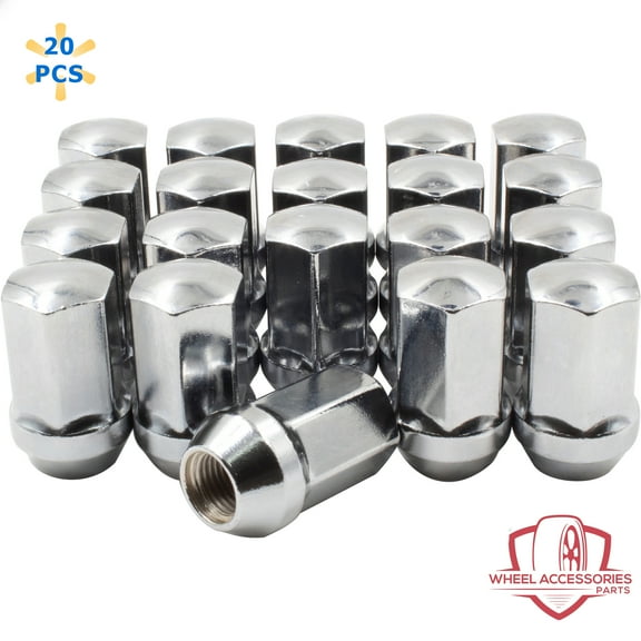 20 Pcs 9/16" Thread | 0603-6433AA |611-204 | 1.66" Long OEM Style Lug Nuts Chrome 7/8" Hex, Silver, Fits 2009-10 Dodge Dakota 2003-09 Durango 2002-11 Ram 1500