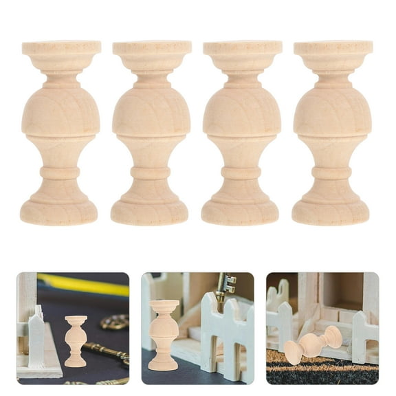 Worgeous 4pcs Solid Wood Small Arch Bridge Decorative Baluster For Home Furnishing Decorations Entry Table Decor Coffee Table Decoration