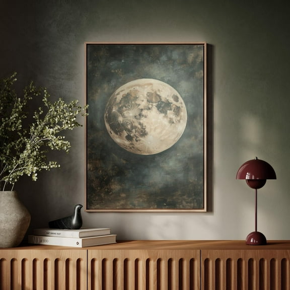 Vintage Full Moon Wall Art - Celestial Lunar Landscape - Night Sky Astronomy Decor For Bedroom Or Living Room Wall Art, Modern Wall Decor, 8x12 UNFRAMED