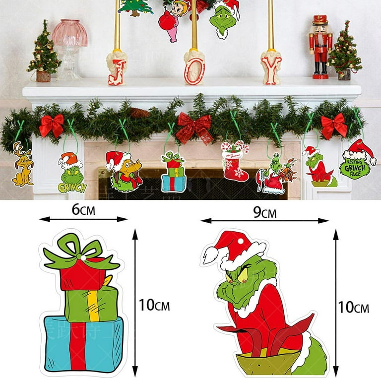 15/30/45/60Pcs Christmas Grinch Tree Hanging Accessories Grinch