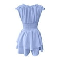thumbnail image 6 of Casual Dress Women Off Shoulder Dress Chiffon Mini Dress Waist Ruffle Sleeve Sweetheart Neckline Women's Dresses Casual Blue S, 6 of 6