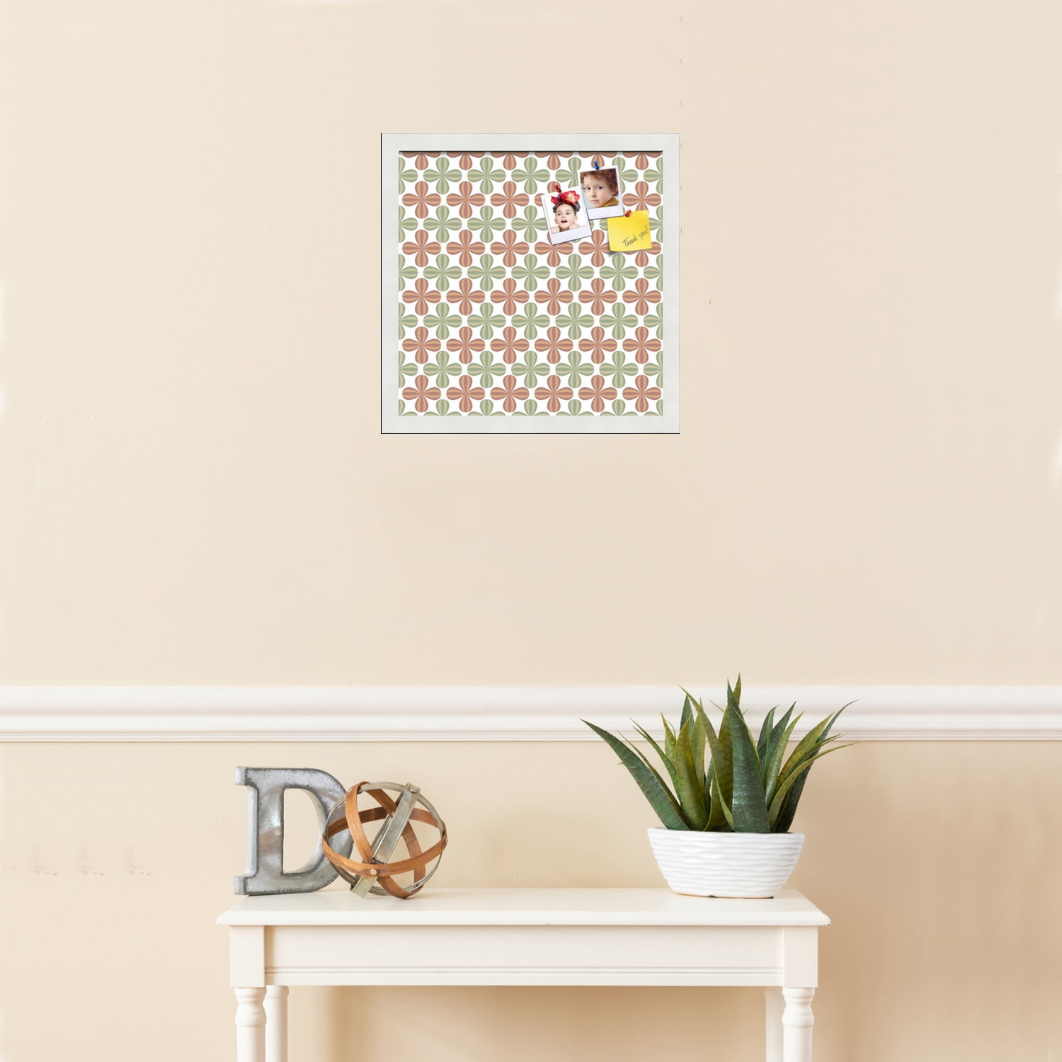 PinPix ArtToFrames 13x13 Custom Cork Bulletin Board    Poster Board Has a Fabric Style Canvas Finish, Framed in Satin White Frame (PinPix-558)
