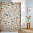 thumbnail image 4 of Shower Curtain Spring Flowers Butterfly Shower Curtains for Bathroom Decor, Waterproof Polyester Shower Curtain Set with Hooks, Extra Long 72" x 78" Vintage Floral, 4 of 9