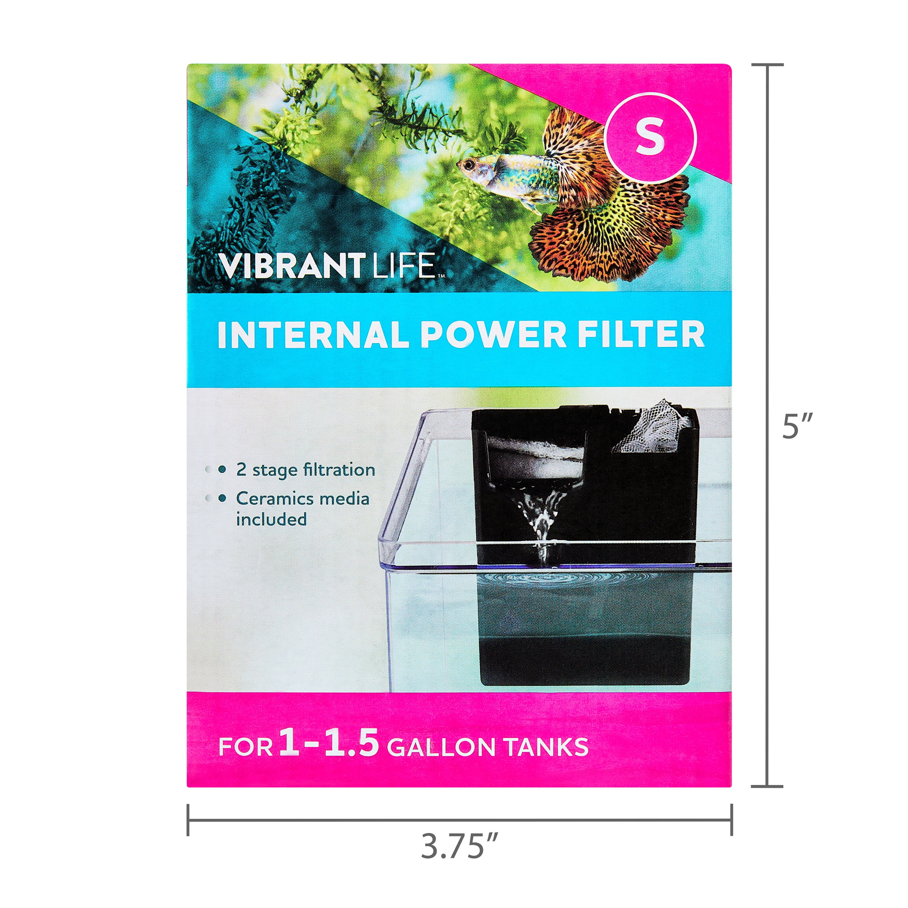 Vibrant Life Internal Power Aquarium Filter, for 1-1.5 Gallon Tanks