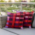 thumbnail image 5 of Pack of 2 Outdoor Pillow Covers 16x16 Inch Waterproof Red Purple Throw Pillow Covers,Decorative Couch Pillow Case Sham Striped Plaid Modern Abstract Oil Painting Patio Pillowcases Cushion Cover, 5 of 8