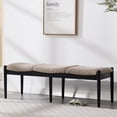 thumbnail image 2 of 54.25" Modern Ottoman Benchs Set of 2 Upholstered Linen Bedroom End of Bed Bench Boho Bench Long Seating Bench Entryway Stool with Wood Legs for Living Room/Foyer, Khaki, 2 of 13