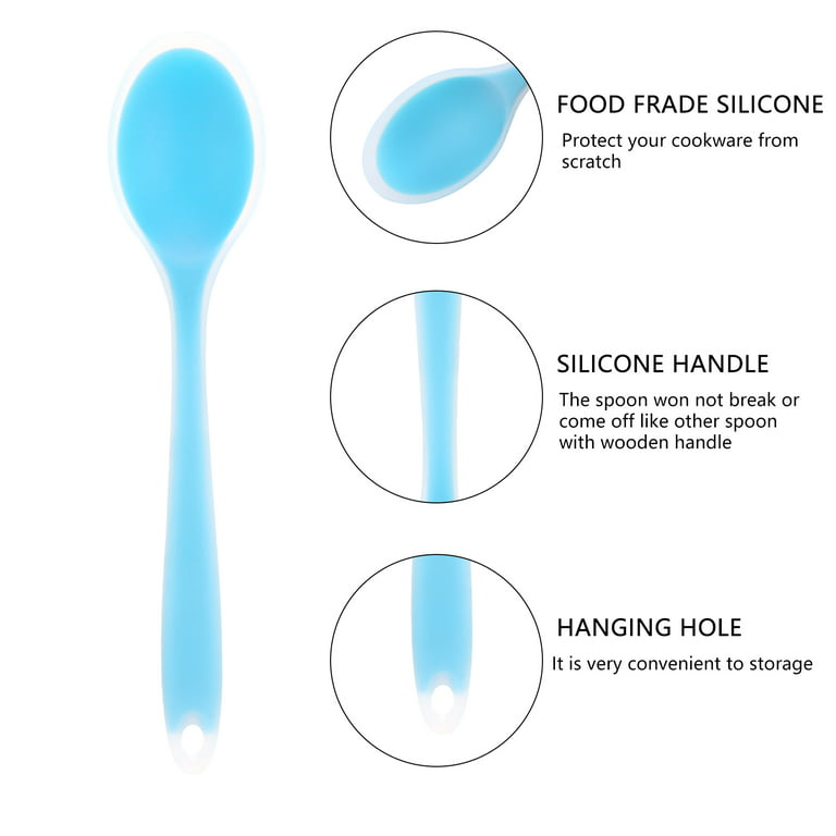 HEQUSIGNS 6 Pcs Silicone Mixing Spoons Set, Nonstick Kitchen Cooking  Spoons, Silicone Serving Stirring Spoon for Kitchen Cooking Baking Utensils