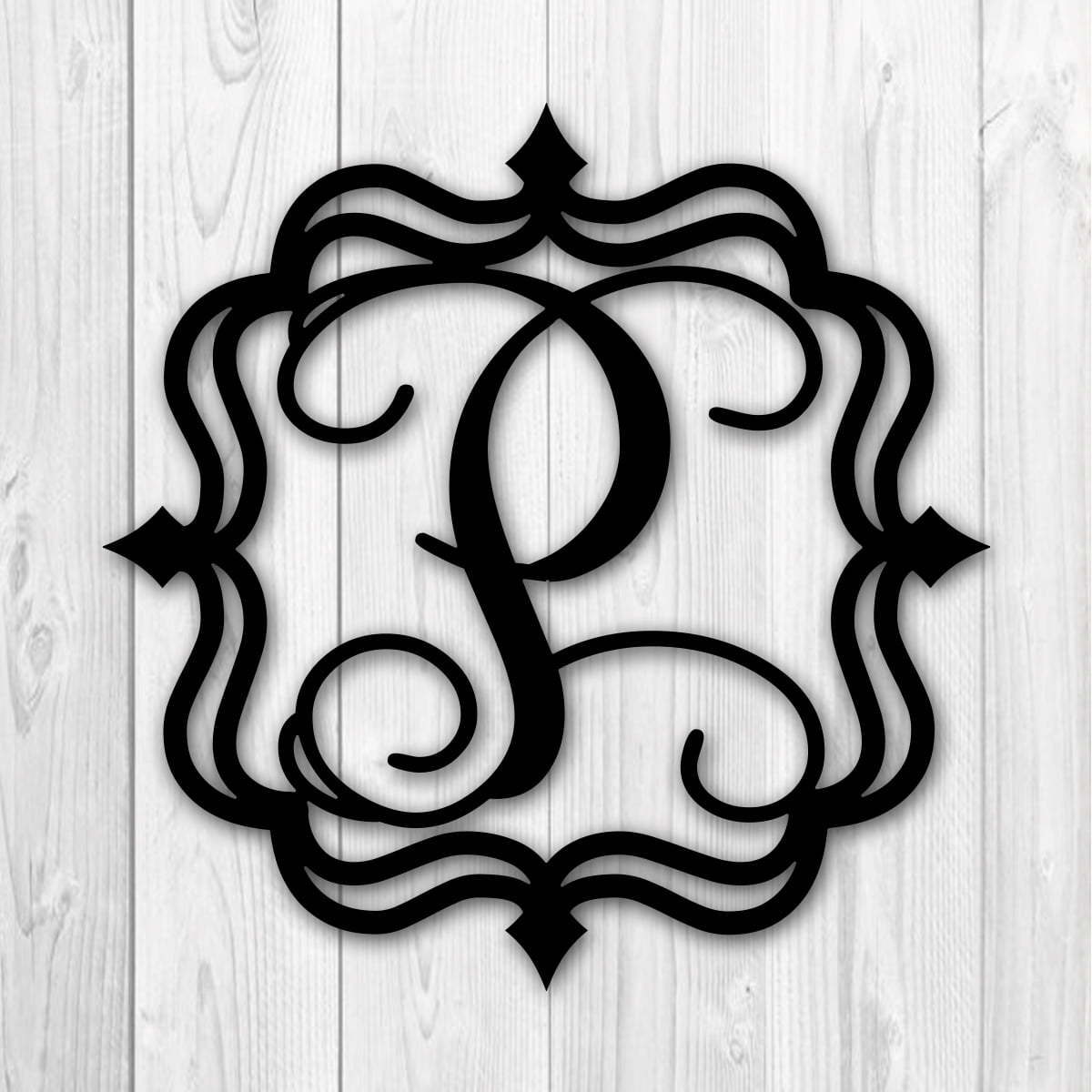 Framed Metal Monogram Single Letter Painted Black 18" P