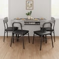 thumbnail image 3 of Dining Table Set for 4 with Storage Rack, 5-Piece Kitchen Table and Upholstered Chairs of 4, Wood Tabletop & Heavy-Duty Metel Frame, Dining Room Set for Small Space, Apartment, Gray, 3 of 7