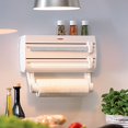 thumbnail image 3 of Leifheit 25771 4-in-1 Wall-Mount Paper Towel Holder | Plastic Wrap and Foil Dispenser with Spice Rack | White, 3 of 5