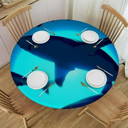 

Autua Sharks Round Table Cover Stain Resistant Washable Perfect for Indoor Outdoor Kitchen Dining Wedding Parties 100% Polyester Full Width Single-Sided Printing 54 -58