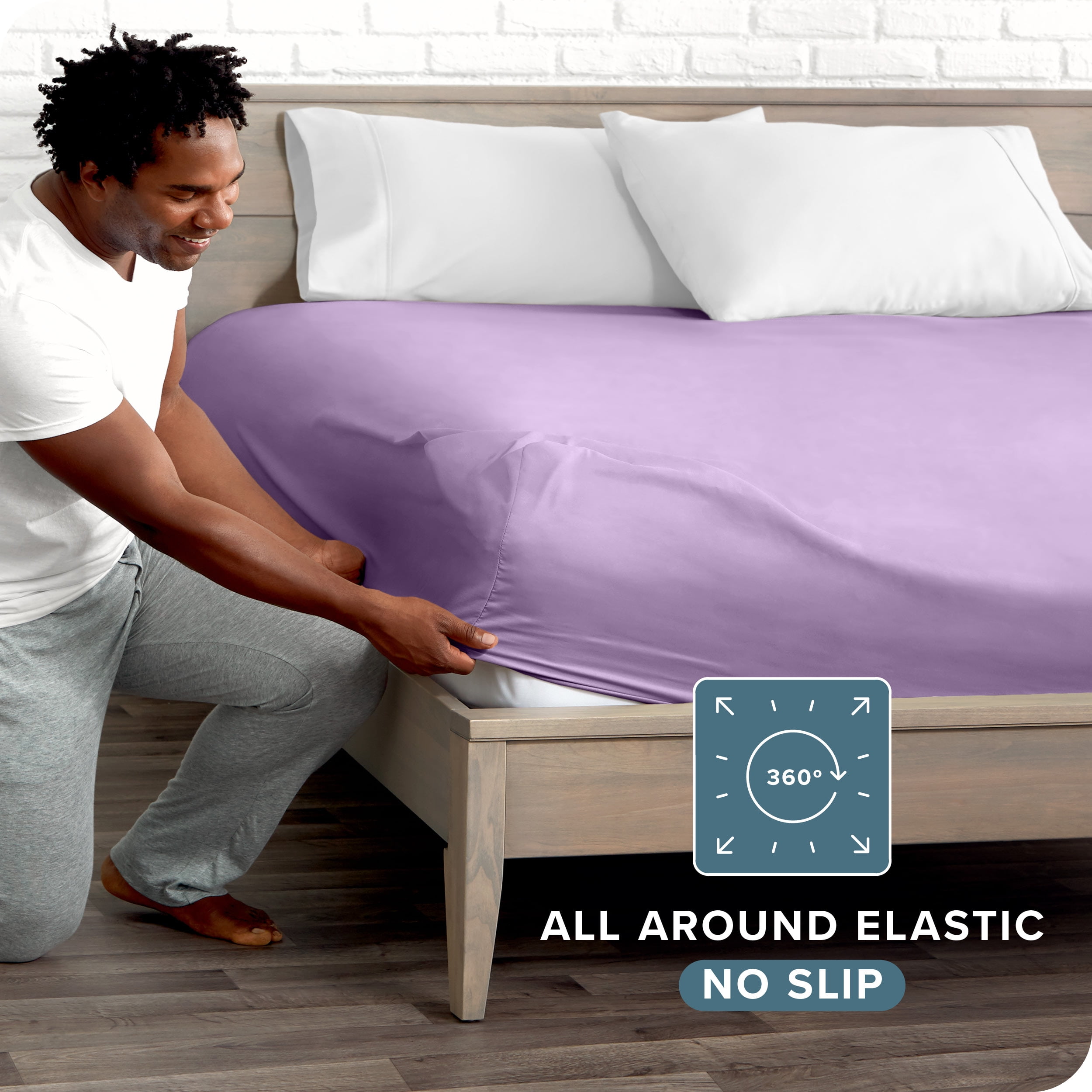 Bare Home Luxury 1800 Collection Fitted Sheet, Ultra-Soft, Deep Pocket, King, Lavender