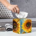 thumbnail image 4 of Kdxio Artistic Oil Painting Sunflower Print Tissue Box Cover,Square Decorative PU Leather Facial Paper Case Organizer Holder Dispenser for Bathroom,Night Stands,Desk,Car 5.2''X5.2''X5.2'', 4 of 6