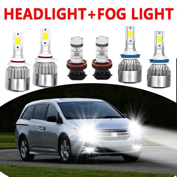 For Honda Odyssey 2011-2017 Combo LED Headlight Fog Lights 6x Bulbs Kit 6000K