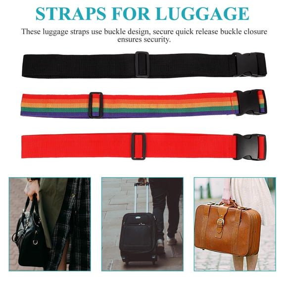 FONDOTIN 3-Pack Adjustable Heavy Duty Luggage Straps for Suitcases, Travel Security Belt with Fixed Buckles
