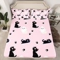 thumbnail image 2 of Feelyou Kawaii Cat Kitten Full Size Sheets for Kids, Cartoon Animal Lover Bed Sheets, Girly Pink Cartoon Sheet Sets, Ultra Soft Bedroom Decor, 4-Piece, 2 of 7