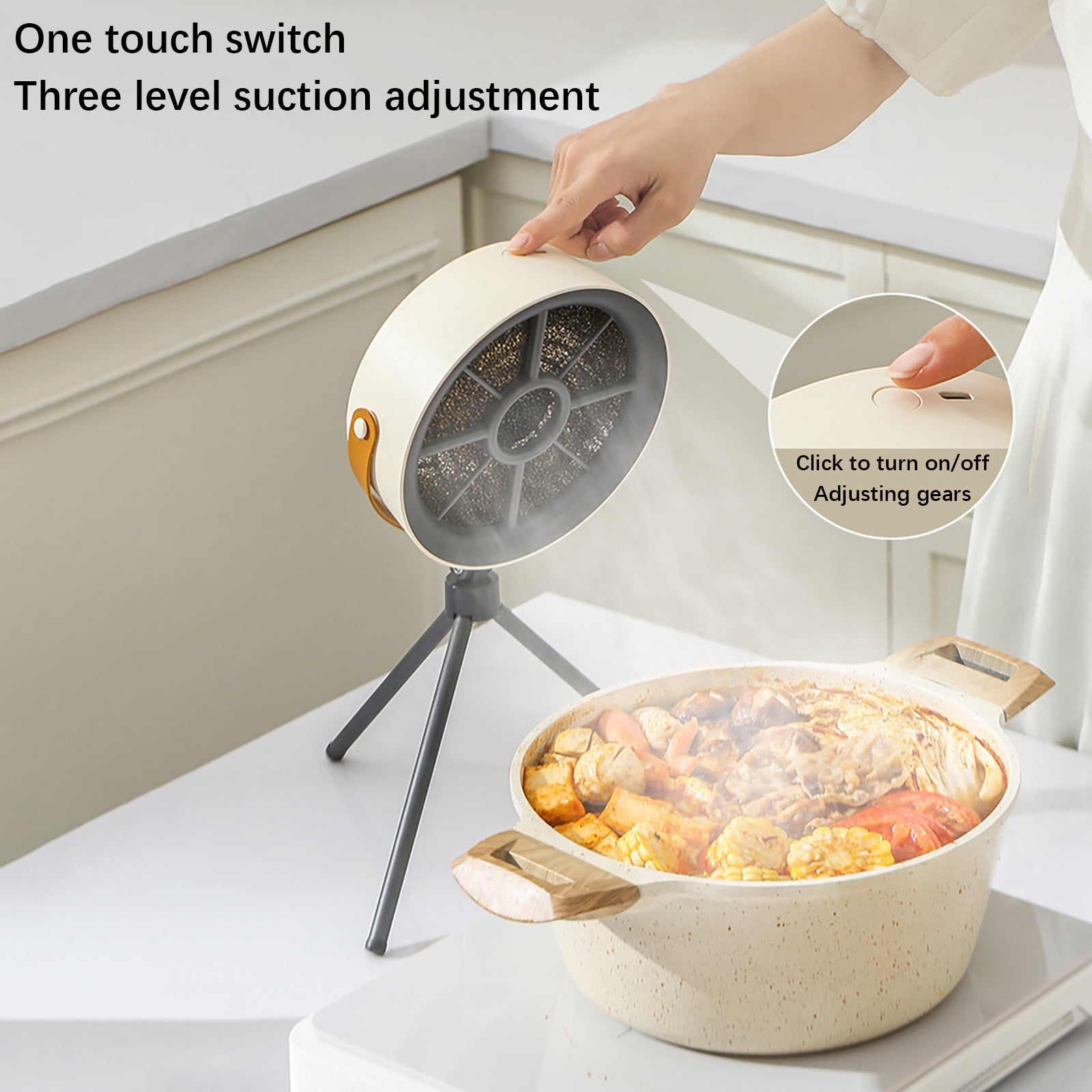 Portable Range Hood, Indoor Outdoor Strong Wind Kitchen Exhaust Fan for Camping Indoor Barbecue, High Wind Range Hood Filterm, Home Desktop Range Hood Fan
