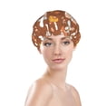 thumbnail image 3 of Kll Floral Hippie Mushrooms Pattern Shower Cap & Bath Cap For Women,Reversible Oversized Waterproof Shower Caps For All Hair Lengths,Elastic Reusable Bathing Hair Cap, 3 of 9