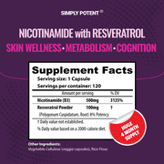 Simply Potent Nicotinamide 500mg with Resveratrol 100mg & Ultra Beauty Blend with Biotin Vitamins for Hair, Skin & Nails Supplements Bundle