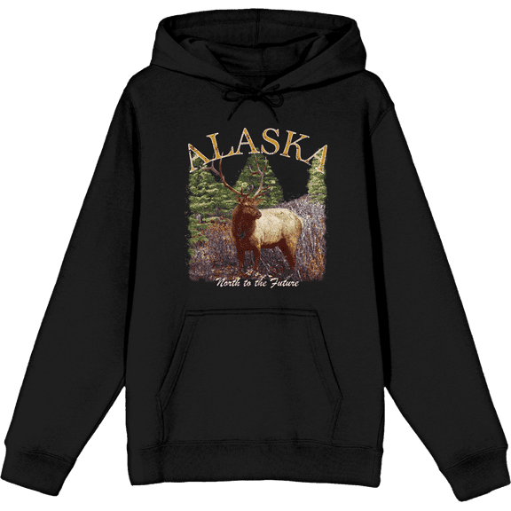 Adventure Society Alaska Long Sleeve Adult Hooded Sweatshirt-Medium-Black