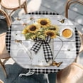 thumbnail image 3 of Vintage Sunflower Table Cloth, Round Fitted Tablecloths with Elastic Edge, Spring Floral Summer Botanical Plaid Wipeable Waterproof Table Cover for Kitchen Wedding 36-44 Inches, 3 of 4