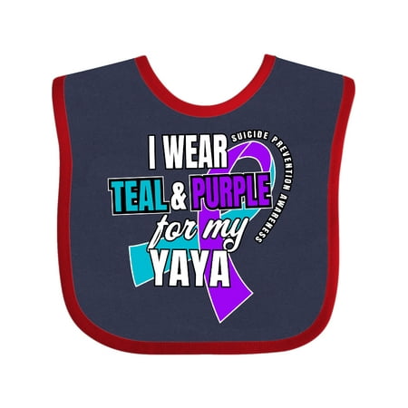 

Inktastic Suicide Prevention I Wear Teal and Purple for My Yaya Gift Baby Boy or Baby Girl Bib