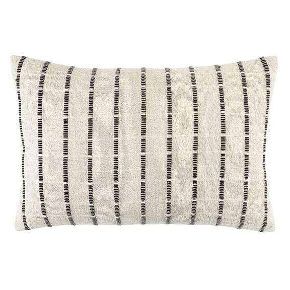 Fennco Styles Corded Design 24” x 16” Natural Cotton Decorative Pillow, Premium Quality