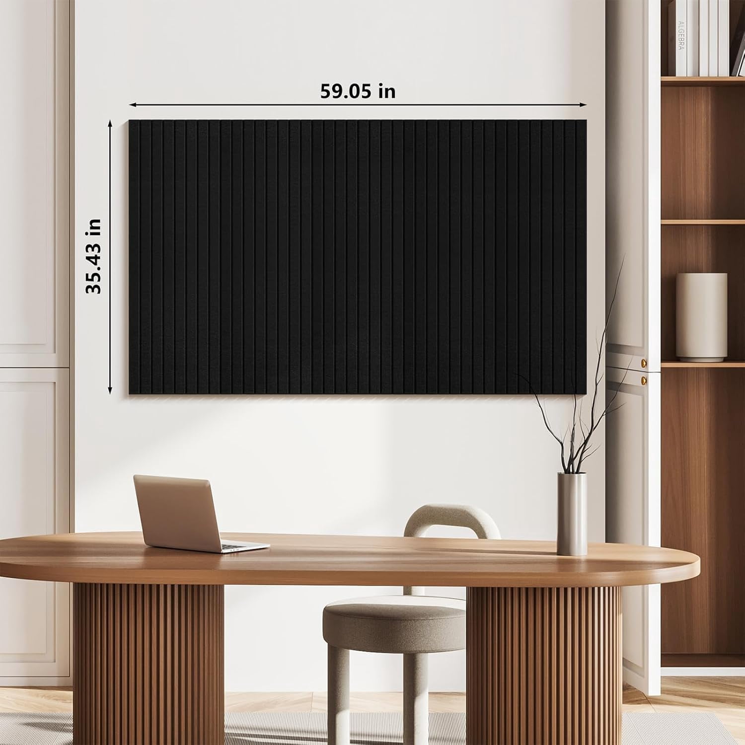 Black Felt Board 59" x 36", Large Cork Board for Wall, Felt Wall Tiles 15 Pack, Bulletin Boards for Office, Home, Wall Decor, Pin Boards for Walls