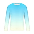 thumbnail image 5 of hoksml Men's Gradient Long Sleeve Shirts, Casual Crew Neck Slim Fit Pullover, Lightweight All Over Print Tee for Outdoor Daily Wear, 5 of 5