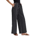 thumbnail image 4 of Pantalones de rayas de tiro alto y pierna ancha de algodón sueltos para mujer INSPIRE CHIC en negro, 4 of 6