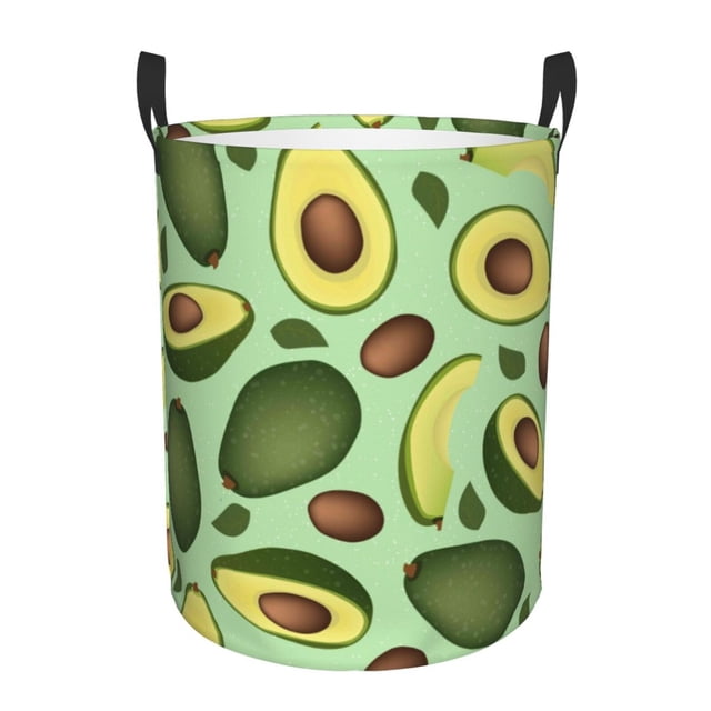 Balery Avocado With Seeds Cesta de ropa redonda con asas, impermeable, independiente, para ropa, juguetes, dormitorio y familia-Medium