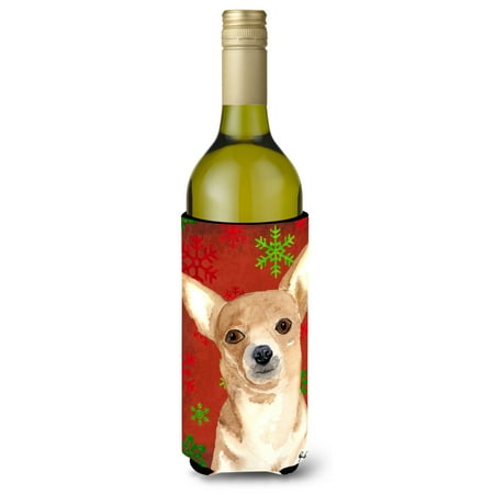 

Caroline s Treasures RDR3012LITERK Chihuahua Red Snowflakes Wine Bottle Hugger Wine Bottle multicolor