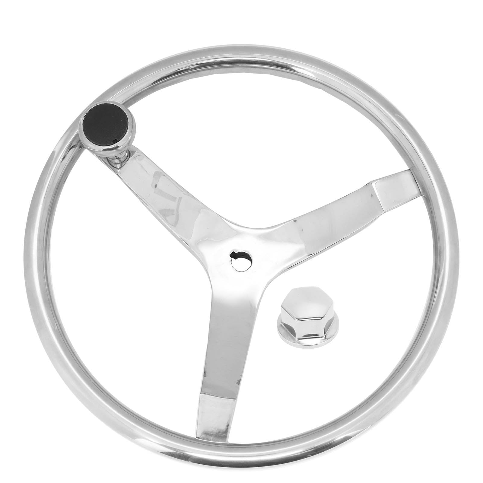 Steering Wheel, Boat Steering Wheel High Hardness Rustproof 3 Spoke With 5/8in 18 Nut Turning