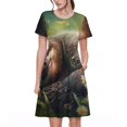 thumbnail image 1 of Balery Daisy Sleeping Sloth Vestidos sueltos de manga corta para mujer, vestidos de verano 2025, vestidos casuales de corte A con vuelo., 1 of 6