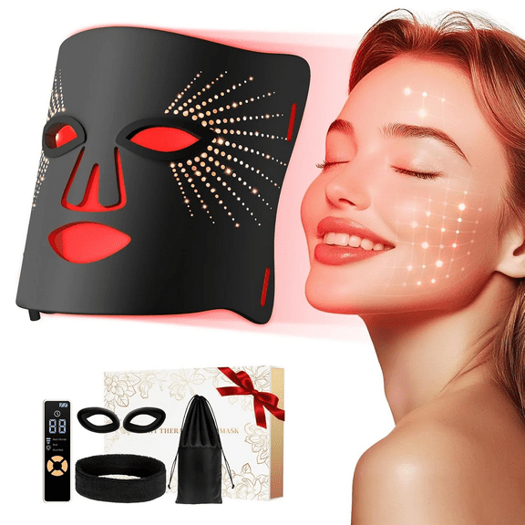 3-Color Pro LED Light Face Mask with Remote Control, Flexible Silicone Mask with Red, Blue & NIR Light for a Revitalizing At-Home Spa & a Radiant-Looking Complexion