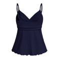 thumbnail image 5 of COMVALUE Women's Babydoll Tops Sleeveless V Neck Peplum Crop Wrap Top Cute Summer Tie Front Camisole Navy L, 5 of 5