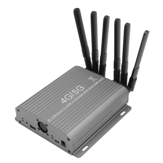 4G 5G Module To USB 3.0 Adapter, Dual Cooling Fans 2 SIM Card Slot M.2 Module To USB 3.0 Dongle for Desktop