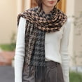 thumbnail image 6 of Bibifish womens Houndstooth Scarf Warm Classic Retro Pattern Fringed Hem Thick Textured Neck Wrap Winter fall outings & Commute Outfits, 6 of 6